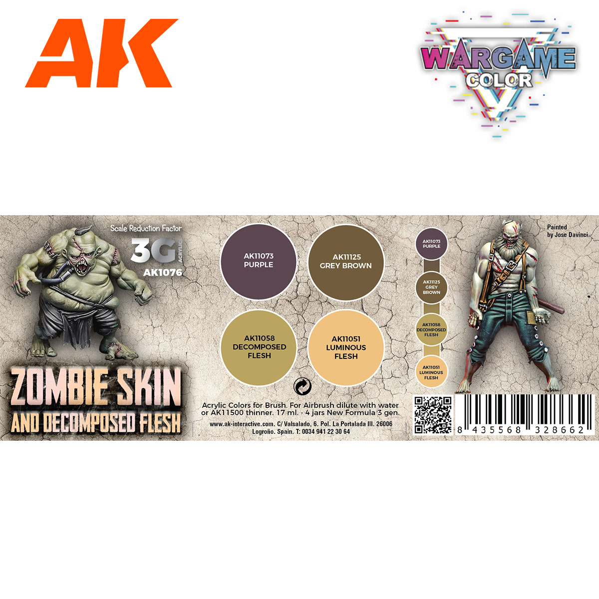 AK1076 WARGAME COLOR SET. ZOMBIE SKIN