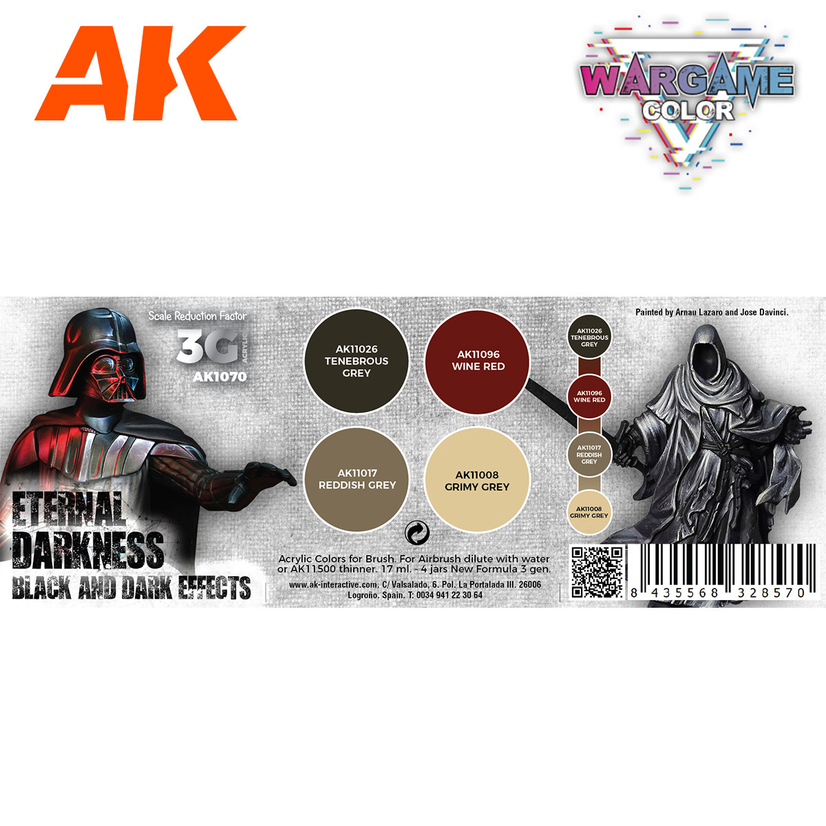 AK1070 WARGAME COLOR SET. ETERNAL DARKNESS.