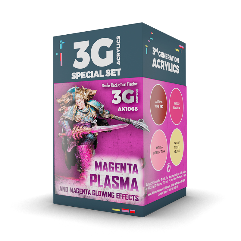 AK1068 WARGAME COLOR SET. MAGENTA PLASMA AND GLOWING EFFECTS