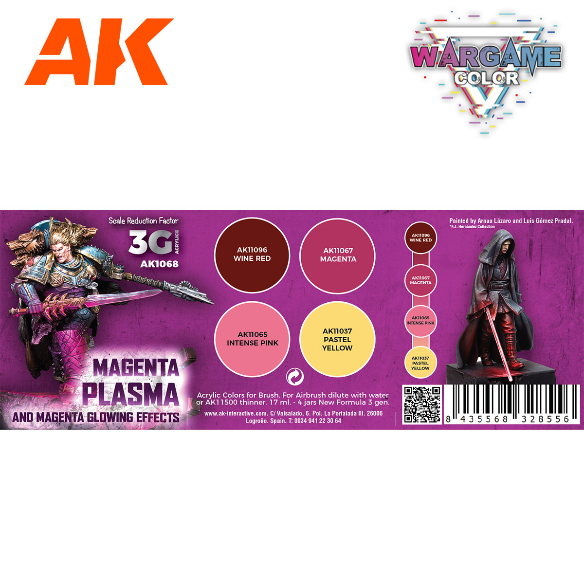 AK1068 WARGAME COLOR SET. MAGENTA PLASMA AND GLOWING EFFECTS